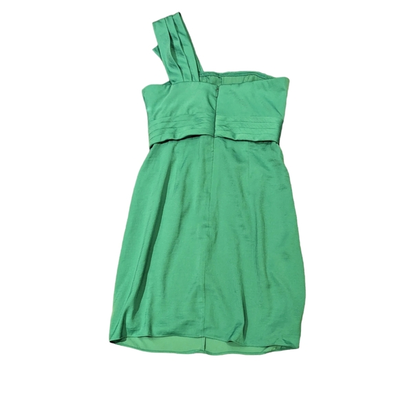 BCBG MaxAzria Emerald Green one shoulder Palais cocktail dress size 8 - Picture 3 of 7